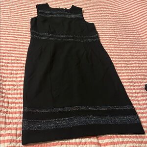 White House Black Market Black and Blue Dress tweed accents with matching jacket